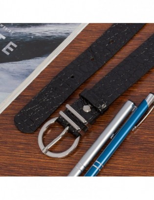 Skórzany pasek damski do spodni sukienki skóra croco czarna 3 cm Beltimore E54 - zdjęcie 4