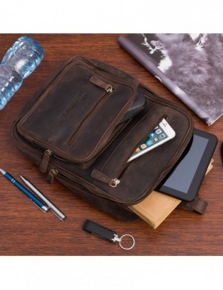 Plecak skórzany saszetka przez ramię crossbody modna 2-komorowa Beltimore N25 - zdjęcie 5