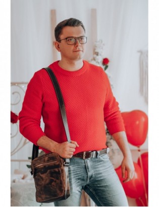 Beltimore męski skórzany pasek szeroki jeans brązowy 523 - zdjęcie 2