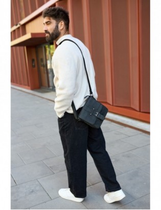 Torba męska skórzana na ramię zgrabna czarna elegancka Beltimore N11 - zdjęcie 3