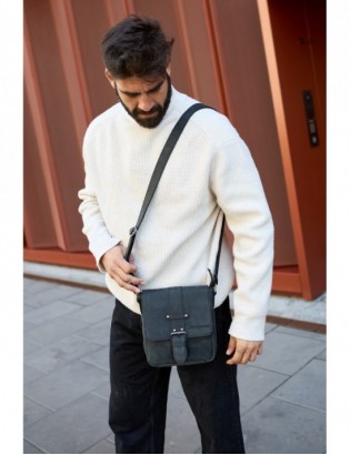 Torba męska skórzana na ramię zgrabna czarna elegancka Beltimore N11 - zdjęcie 4
