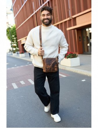 Torba męska skórzana na ramię zgrabna brązowa elegancka Beltimore N10 - zdjęcie 3