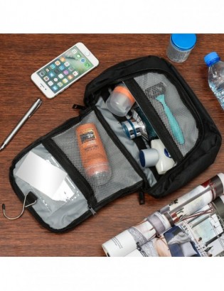 Kosmetyczka podróżna czarna unisex organizer lusterko Beltimore R26 - zdjęcie 7