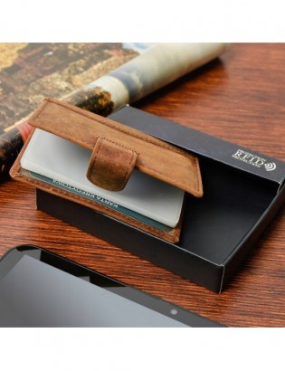 Etui na dokumenty karty skórzane slim Beltimore Jasny  brąz G78 - zdjęcie 8