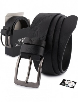 Pasek męski skórzany premium szeroki 4 cm skóra licowa Beltimore czarny E36 - zdjęcie 1