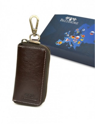 Etui na klucze premium skórzane kluczówka brązowe Beltimore P87 - zdjęcie 1