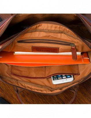 Torba męska skórzana na ramię laptopa duża koniakowa biznesowa Beltimore N01 - zdjęcie 7