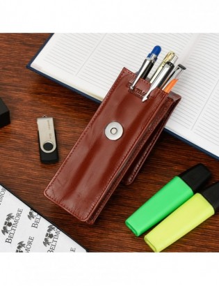 Etui na długopisy pojemne brązowe skórzane Beltimore G91 - zdjęcie 6