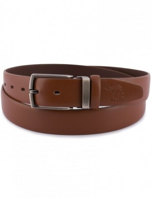 Pasek męski skórzany premium 3,5 cm casualowy brązowy skóra lico Beltimore brązowy E38 - zdjęcie 5