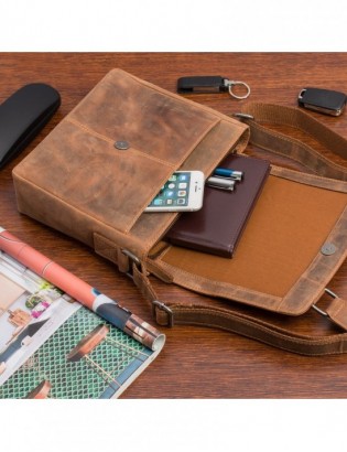 Torba męska skórzana na ramię zgrabna brązowa elegancka Beltimore N13 - zdjęcie 4