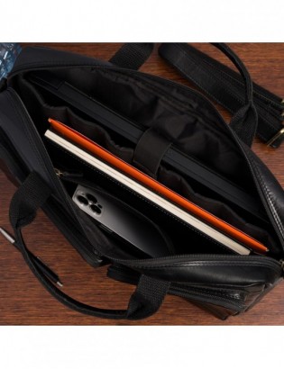 Torba męska skórzana na ramię laptopa duża biznesowa czarna Beltimore N07 - zdjęcie 4