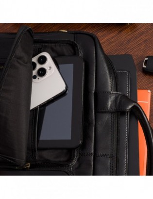 Torba męska skórzana na ramię laptopa duża biznesowa czarna Beltimore N07 - zdjęcie 5