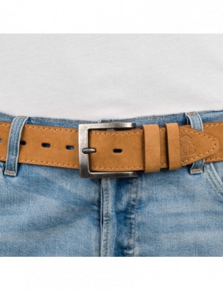 Pasek męski skórzany zamszowy skóra naturalna camel Beltimore W47 - zdjęcie 2