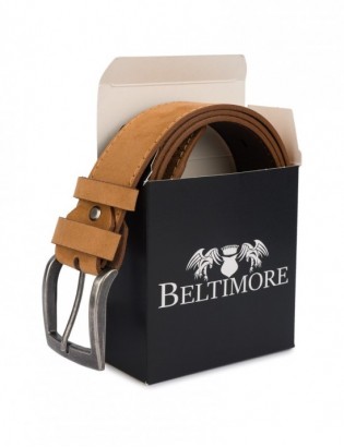 Pasek męski skórzany zamszowy skóra naturalna camel Beltimore W47 - zdjęcie 6