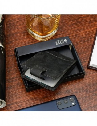 Etui skórzane na dokumenty karty wizytownik RFiD czarne C85 - zdjęcie 4