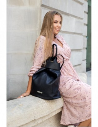 Skórzany plecak damski elegancki z zapięciem Beltimore czarny T54 - zdjęcie 2