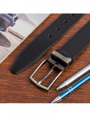Pasek męski skórzany premium 3,5 cm skóra licowa Beltimore czarny E42 - zdjęcie 7