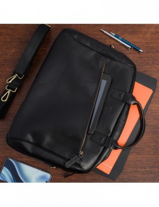 Torba męska skórzana na ramię laptopa duża czarna biznesowa Beltimore N01 - zdjęcie 6