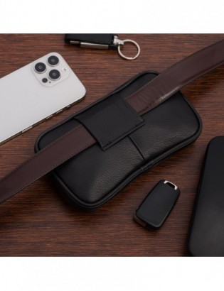 Etui na telefon klucze do paska skórzane duże skóra naturalna czarne G98 - zdjęcie 3