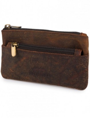 Skórzane etui na klucze dokumenty, pokrowiec kluczówka brązowe vintage E48 - zdjęcie 2