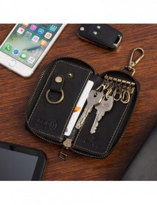 Etui na klucze premium skórzane kluczówka Beltimore czarne P87 - zdjęcie 3