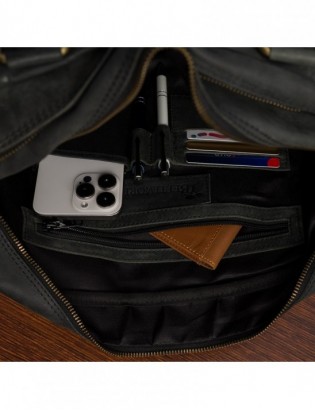 Duża solidna skórzana torba Beltimore na laptopa dokumenty czarna nubuk M88 - zdjęcie 2