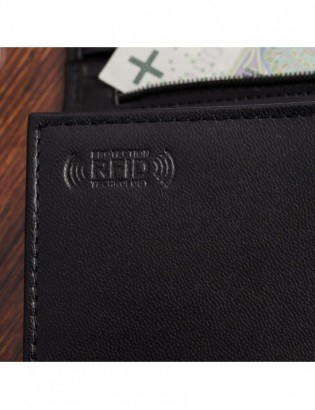 Portfel skórzany damski poziomy RFiD skóra na karty klasyk czarny Beltimore A03 - zdjęcie 9