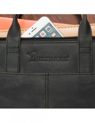 Teczka aktówka pokrowiec futerał na komputer laptopa 13" skórzana czarna Beltimore S13 - zdjęcie 10