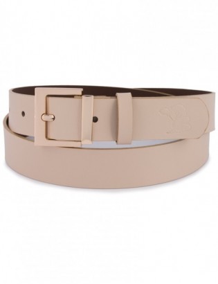 Skórzany pasek damski do spodni sukienki cielisty skóra nat 3 cm Beltimore D68 - zdjęcie 5