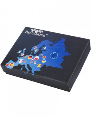 Portfel skórzany męski klasyczny pionowy z flagą brązowy RFiD Beltimore D29 - zdjęcie 10