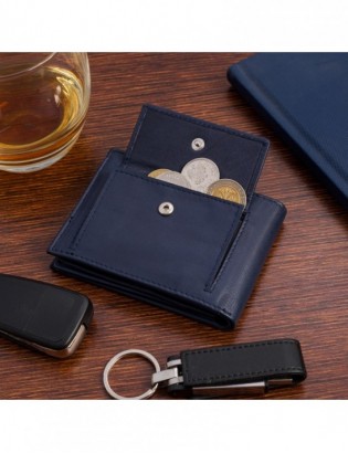 Portfel skórzany męski mały poziomy z flagą granatowy RFiD Beltimore D54 - zdjęcie 8