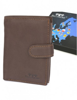 Portfel skórzany męski pionowy z zapinką duży Beltimore brązowy RFiD I42 - zdjęcie 1