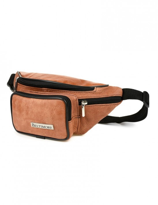 Saszetka nerka skórzana biodrówka camel Beltimore F42