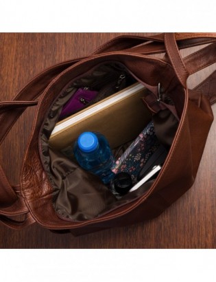 Plecak Torebka Skórzana damska A4 worek Beltimore brązowa U37 - zdjęcie 8