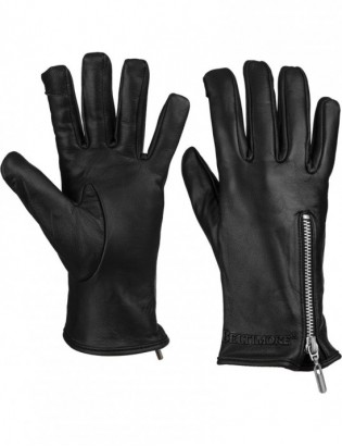 Rękawiczki skórzane damskie polar na dotyk TOUCH FINGER czarne BELTIMORE  K27 - zdjęcie 1