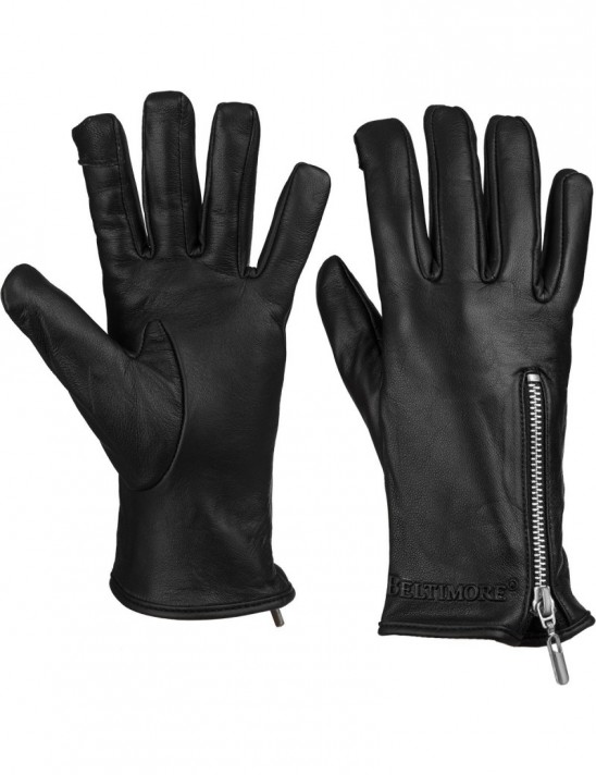 Rękawiczki skórzane damskie polar na dotyk TOUCH FINGER czarne BELTIMORE  K27