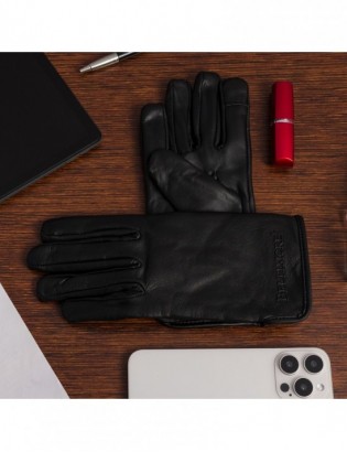 Rękawiczki skórzane damskie czarne polar touch finger na dotyk BELTIMORE K25 - zdjęcie 6