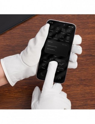 Rękawiczki skórzane damskie białe polar touch finger na dotyk BELTIMORE K25 - zdjęcie 3