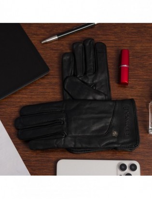Rękawiczki skórzane damskie czarne polar touch finger na dotyk BELTIMORE K40 - zdjęcie 6