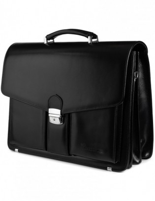 Czarna męska aktówka Beltimore teczka elegancka pojemna skórzana J16 - zdjęcie 1