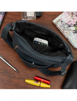 Granatowa torebka skórzana damska listonoszka skóra Beltimore A4 934 - zdjęcie 3