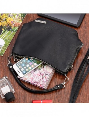 Czarna Damska Torebka Listonoszka Skórzana Włoska skóra Beltimore T75 - zdjęcie 5