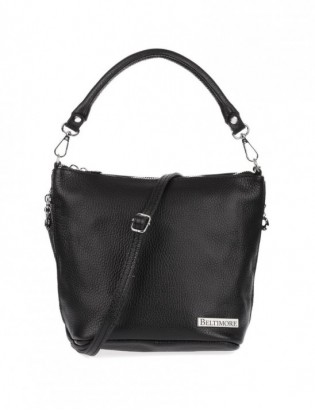 Czarna Damska Torebka Listonoszka Skórzana Włoska skóra Beltimore T75 - zdjęcie 6