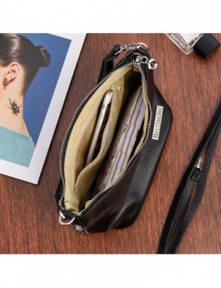 Czarna Damska Torebka Listonoszka Skórzana Włoska skóra Beltimore T75 - zdjęcie 9