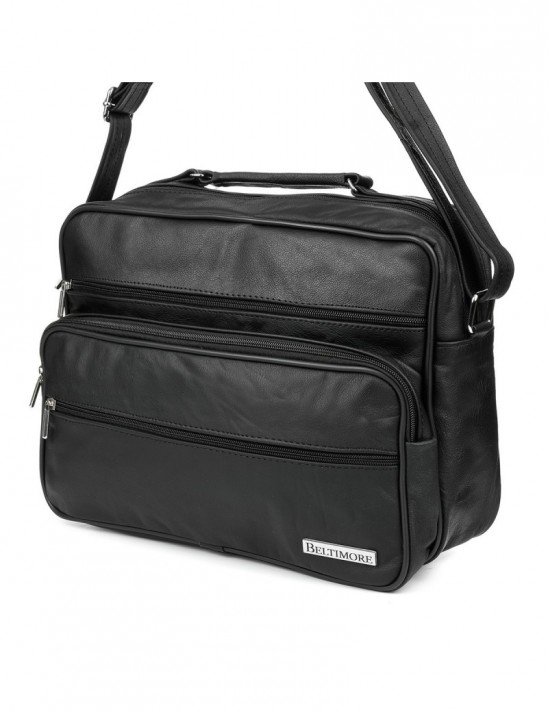 Czarna DUŻA MĘSKA SKÓRZANA TORBA LISTONOSZKA SKÓRA POLSKA DO SZKOŁY PRACY Beltimore F71