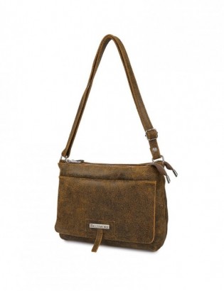 Beltimore Torebka Skórzana 2komorowa Klapa Pasek brązowa N14 - zdjęcie 3