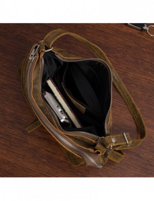 Beltimore Torebka Skórzana 2komorowa Klapa Pasek brązowa N14 - zdjęcie 7