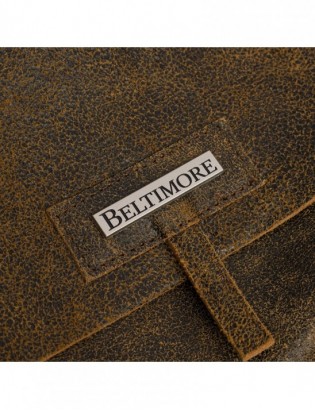 Beltimore Torebka Skórzana 2komorowa Klapa Pasek brązowa N14 - zdjęcie 8