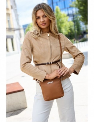 Torebka damska skórzana listonoszka mała premium slim klasyczna brązowa Beltimore L51 - zdjęcie 2