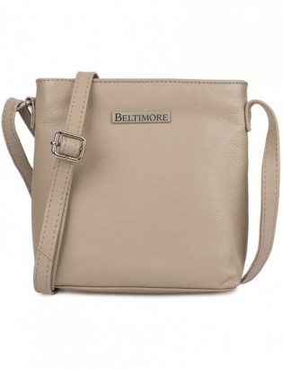 Torebka damska skórzana listonoszka mała premium slim klasyczna beżowa Beltimore L51 - zdjęcie 1